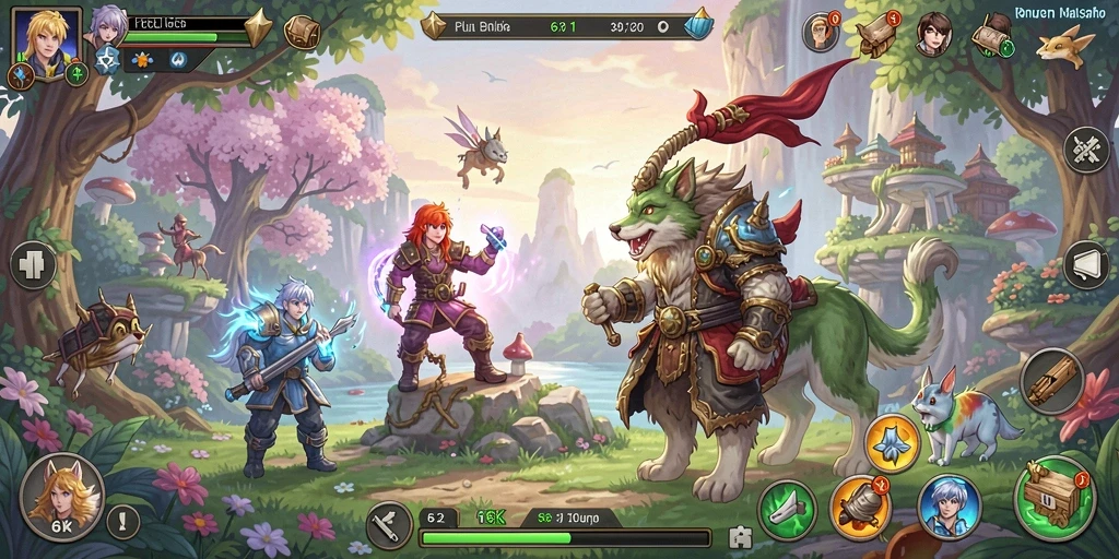 Tampilan gameplay 66K dengan karakter menarik dan dunia yang luas.