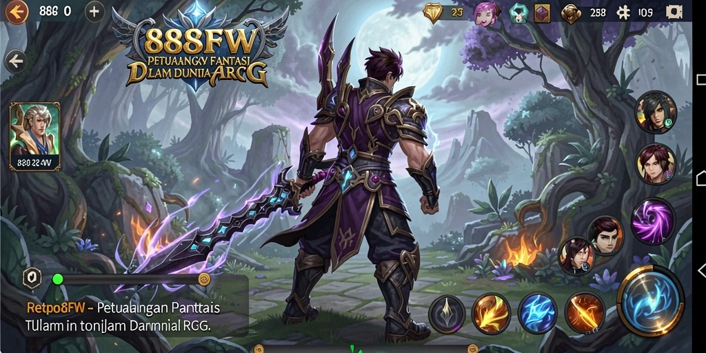 Screenshot gameplay 888FW menampilkan pertarungan seru di dunia fantasi.