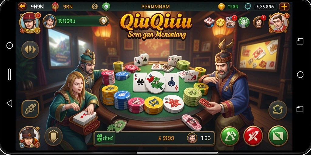 Tampilan gameplay seru dalam 9N9N, permainan QiuQiu yang menantang.