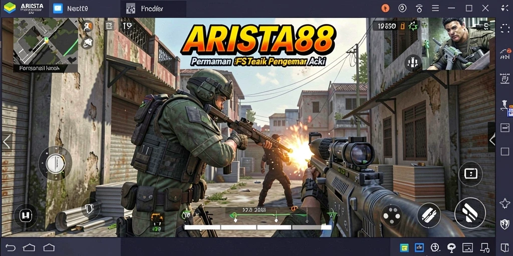 Screenshot ARISTA88 menunjukkan aksi pertempuran yang mendebarkan dalam gameplay FPS.