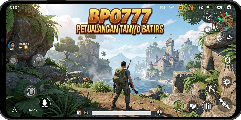 Screenshot utama BPO777 menampilkan eksplorasi mendalam di dunia terbuka.