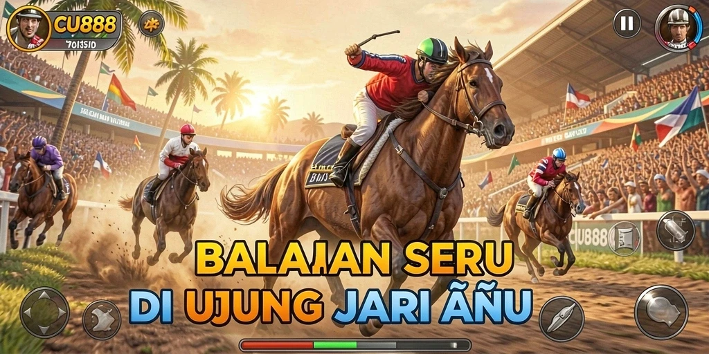 Tangkapan layar gameplay CU888 menampilkan balapan intens dan grafis menawan.
