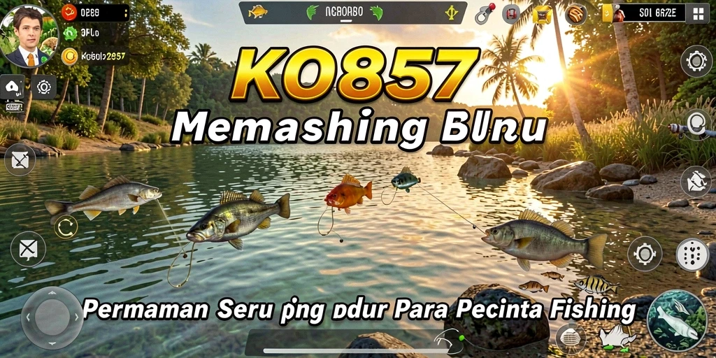Screenshot utama KO857 menampilkan gameplay yang mendebarkan saat menangkap ikan di laut.
