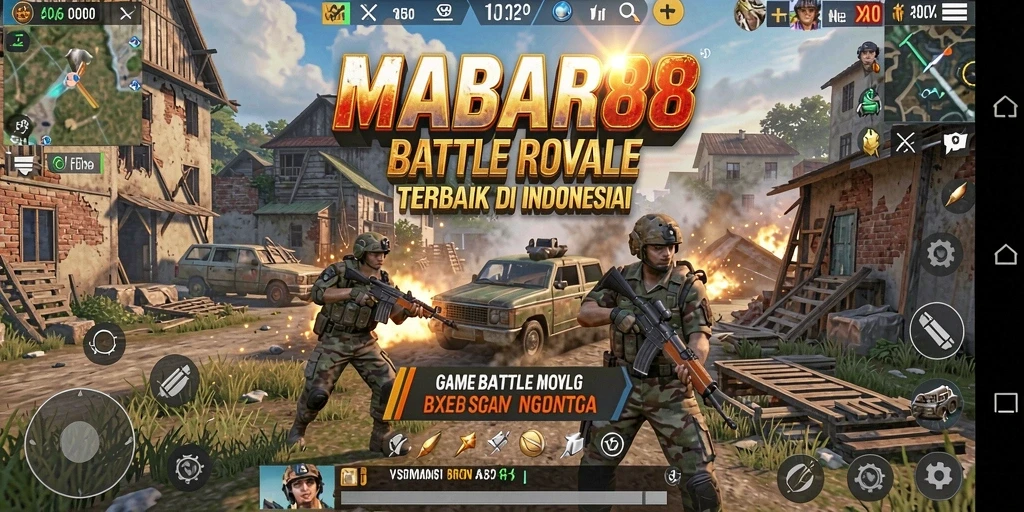 Tampilan gameplay intens dari MABAR88 dalam aksi Battle Royale.