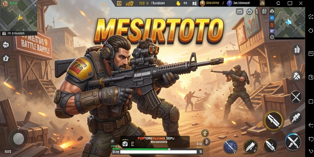 Tampilan seru gameplay MESIRTOTO dalam pertempuran Battle Royale.
