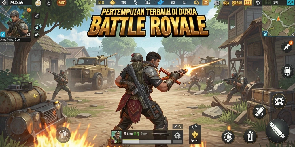 Tampilan aksi mendebarkan dari gameplay Battle Royale MZ356.