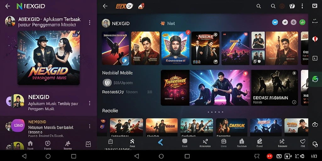 Screenshot gameplay NEXGID menampilkan fitur menarik musik.