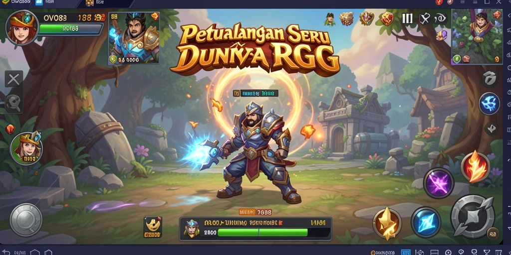 Screenshot OVO88 menampilkan aksi pertempuran seru dalam dunia RPG.
