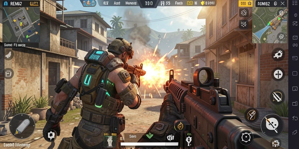 Screenshot menunjukkan aksi intens dalam game FPS yang menarik.