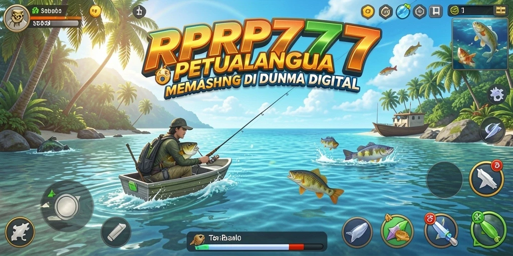 Screenshot gameplay RPRP777, menunjukkan aksi memancing yang menegangkan.