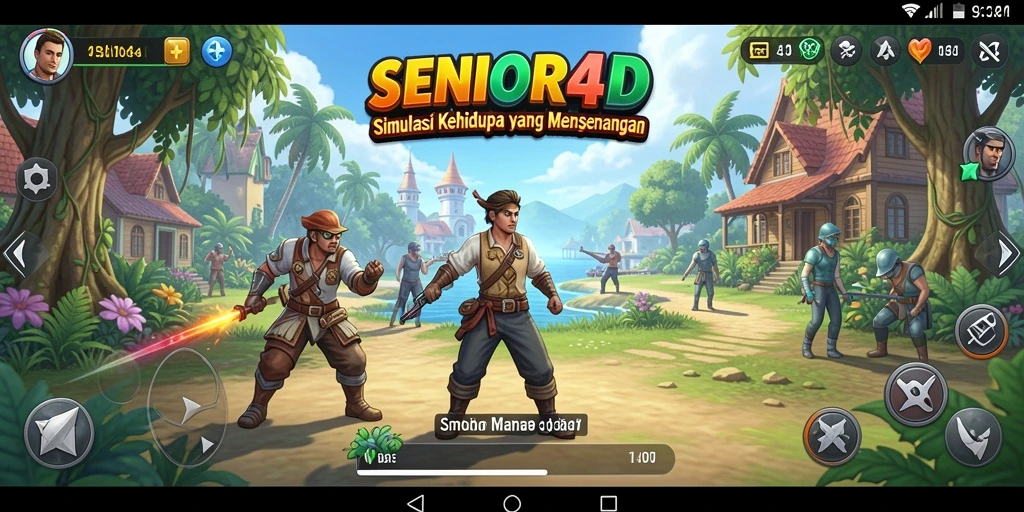 Screenshot gameplay SENIOR4D menunjukkan interaksi karakter yang menarik.