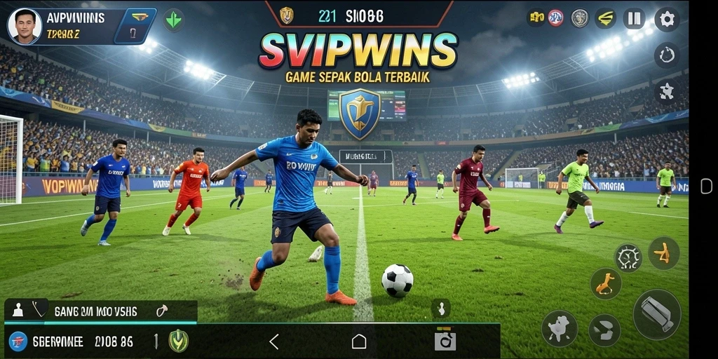 Tampilan gameplay <strong>SVIPWINS</strong> yang menarik saat bermain sepak bola.