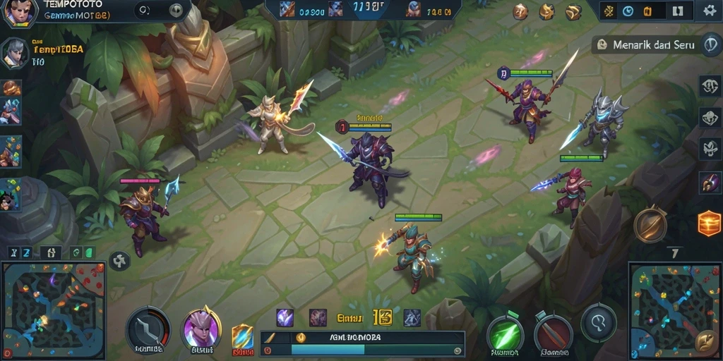 Tampilan gameplay seru di TEMPOTOTO dengan aksi pertempuran epik.