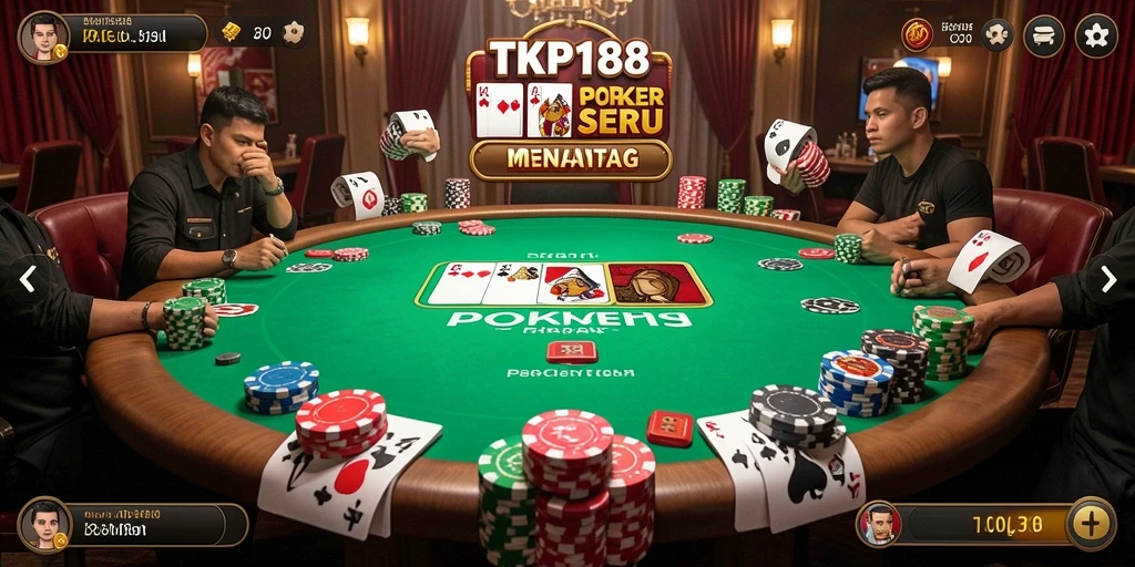 Tampilan gameplay seru di TKP188 saat bermain poker.