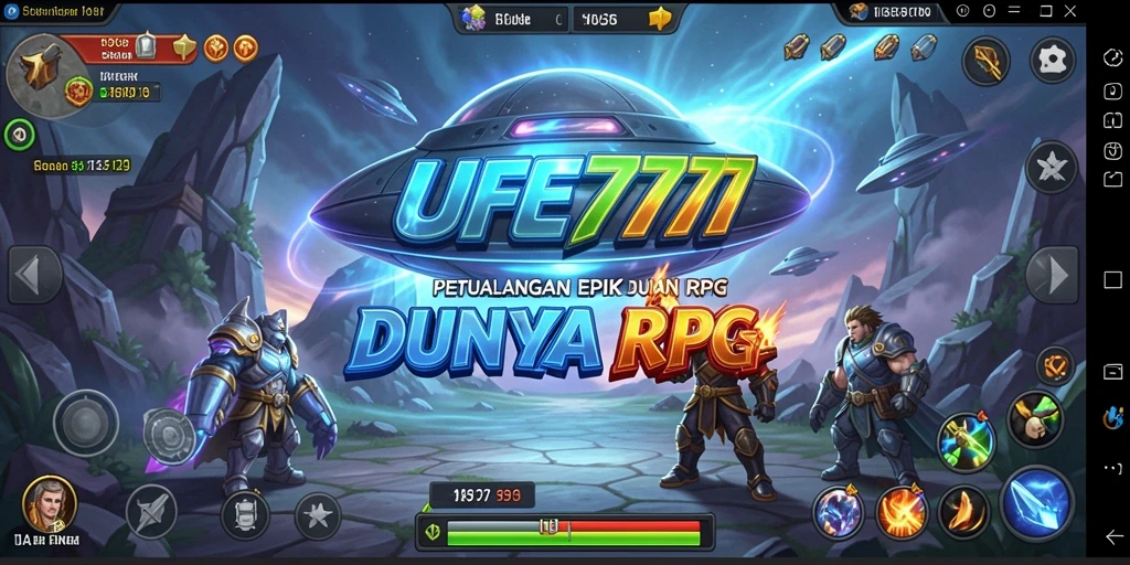 Screenshot gameplay RPG dari UFO777 yang menampilkan pertarungan yang seru.